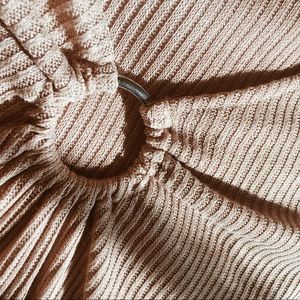 long sleeve brown top, hoop detail